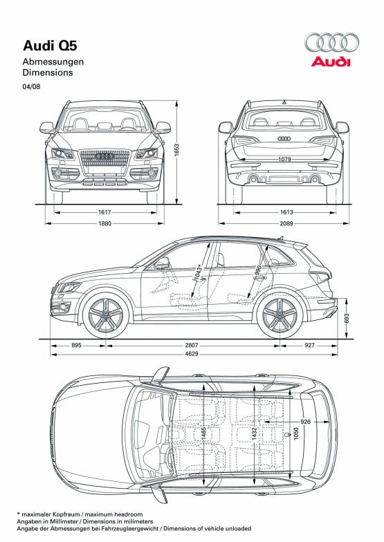 Audi Q5 2024 Suv Cargo Measurement Size Hinda Giacinta