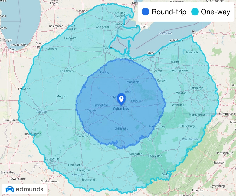 EV range map